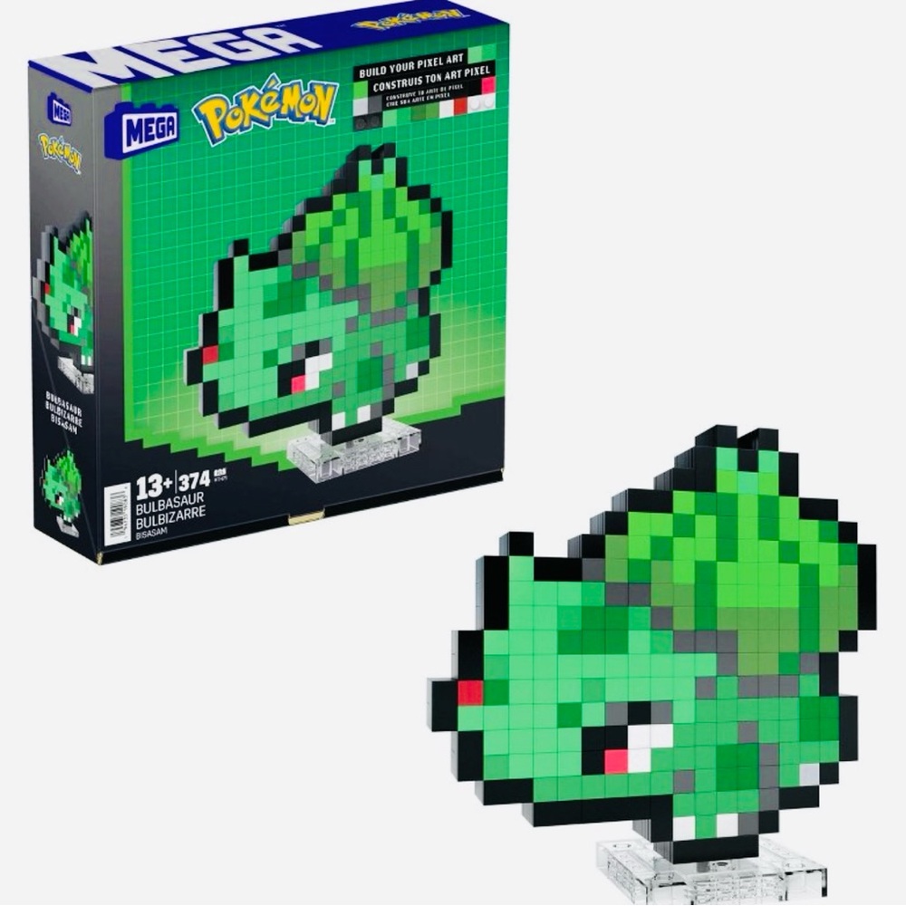 MEGA BLOKs Blocks Pokemon Bulbasaur Pixel 8-Bit Art Action Figure 400pc NEW